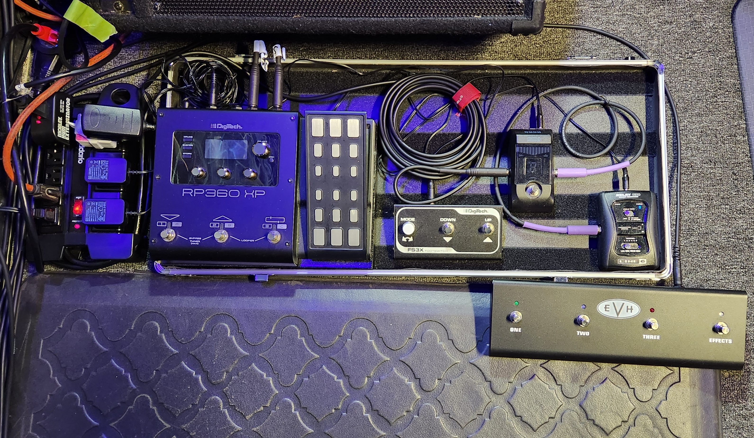 Custom compact pedal board for Digitech RP360XP & Mesa Mk V foot