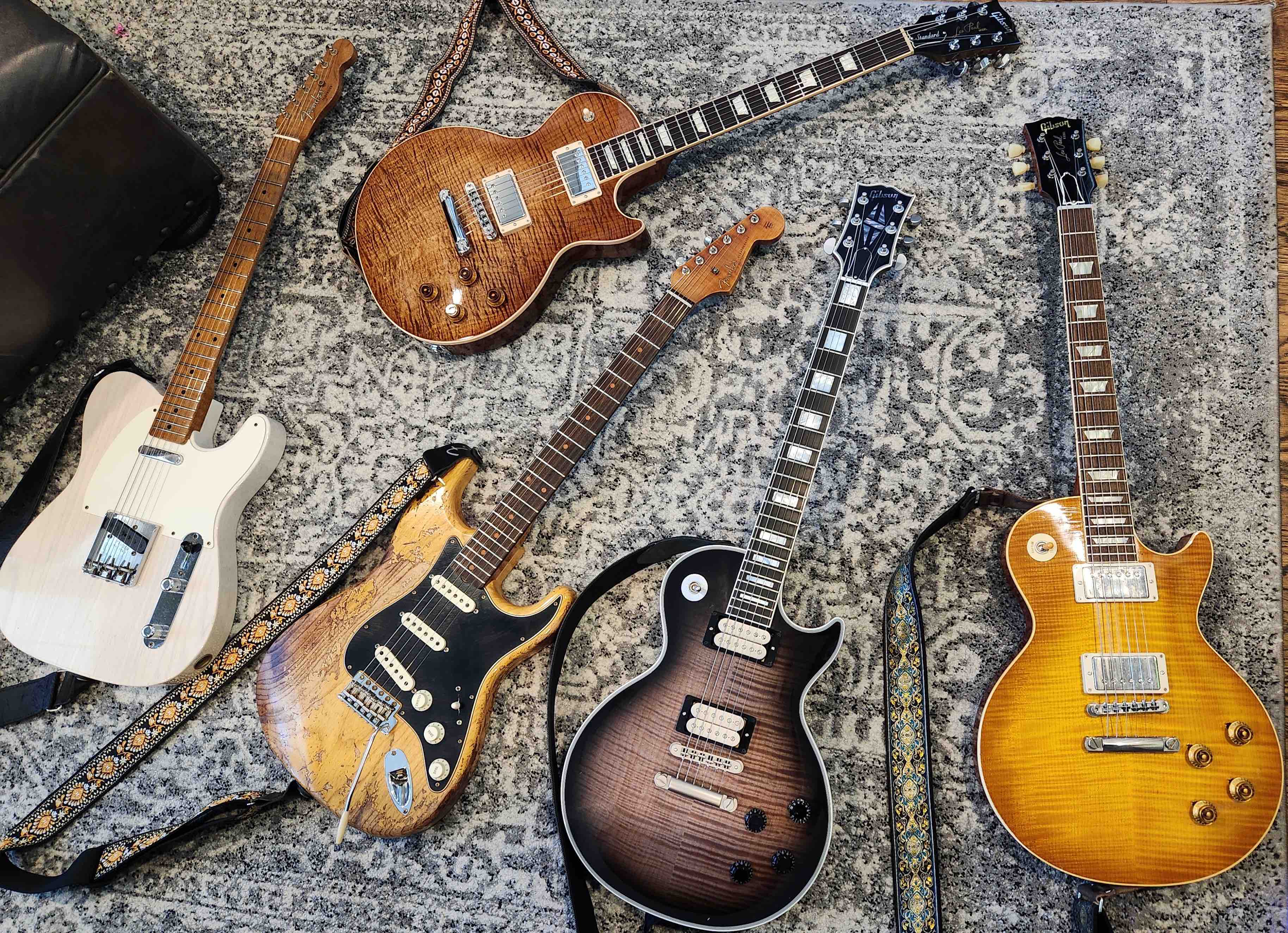 Guitar Family Photo Day (Les Pauls, Tele, Strat)